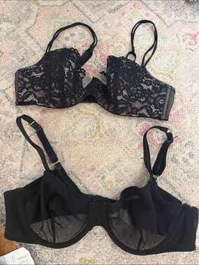 Auden Black Lace & Mesh Bra Duo